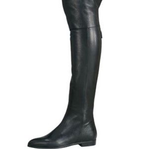 Prada Cervo Shine Flat Over The Knee Black Boot